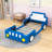 Twin Size Race Car-Shaped Platform Bed With Dual Color Options And Safety Rails-507412663