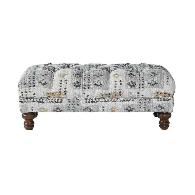 Emmeline Upholstered Ottoman, White Polyester Blend