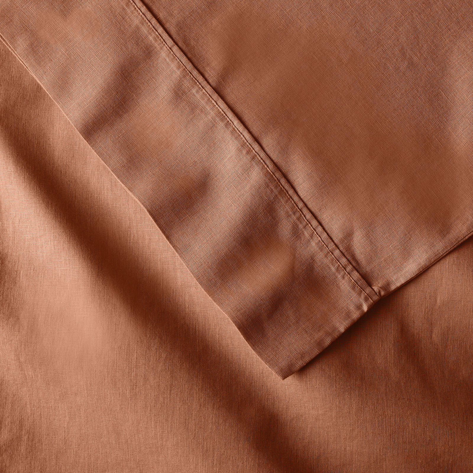 Jeffen Linen Blend Sheet Set, Full Sheet Set + 1 Fitted Sheet + 2 Pillowcases, Rust