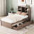 Twin Size Bed With Walnut Headboard And Built-In Charging Stand In Port Organizing Drawers - Stylish, Space Saving-1931409533