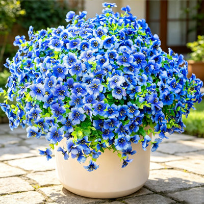 10 Bundles Artificial Flowers UV Resistant Outdoor Plants No Fade Faux Plastic Shrubs Fake Silk Flowers Window Box Garden Porch Home Decoration