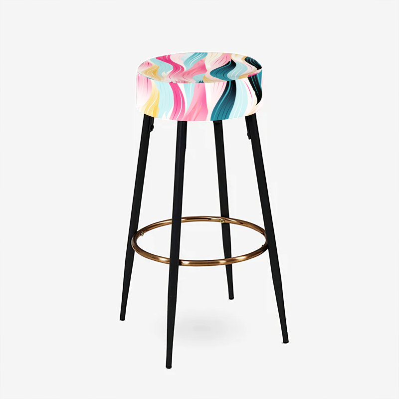 Ensemble de 2 tabourets de bar à rayures bleues et roses