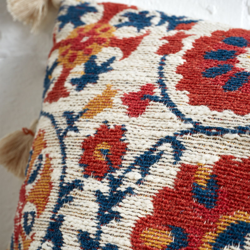 Raya Tassel Cotton Cushion Cover Cushion, Red