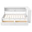 Lit de jour en bois pleine grandeur avec tablettes de rangement, USB, DEL et 2 tiroirs