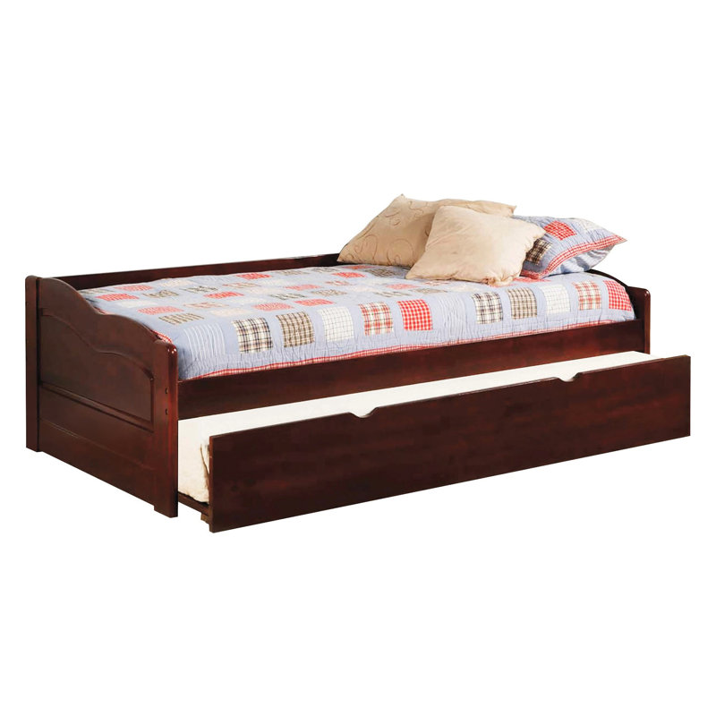 Sunset Solid Wood Daybed with Trundle Bed, Dark cherry