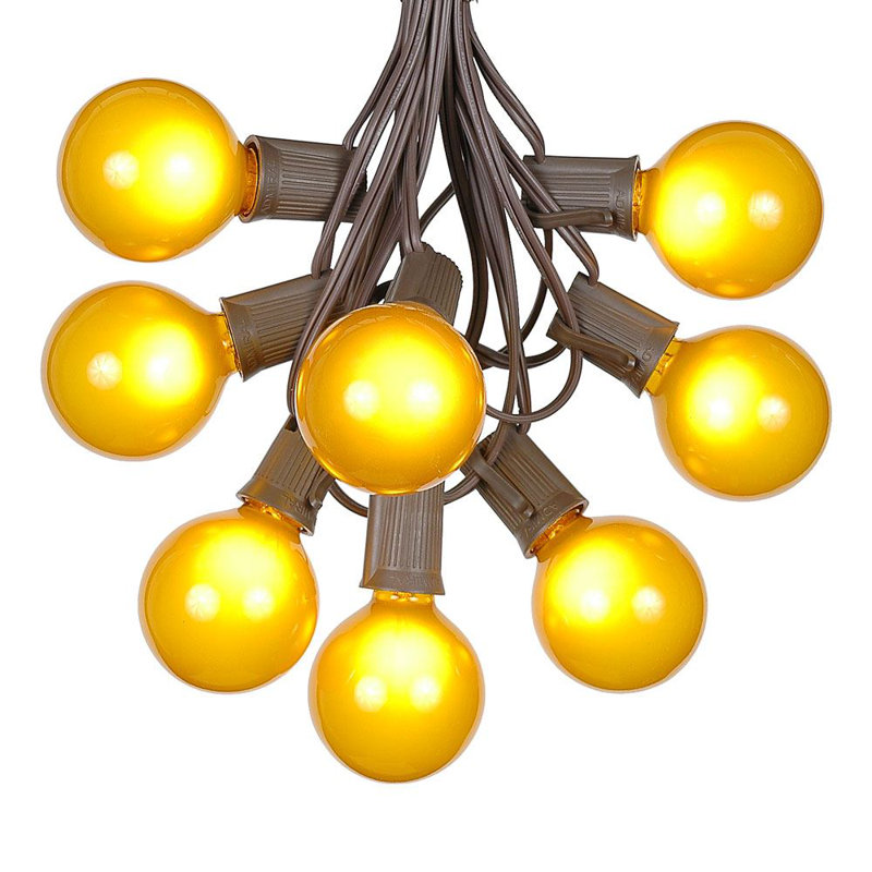 Outdoor 25 - Bulb 25'' Plug-in Globe String Light, Yellow, Brown