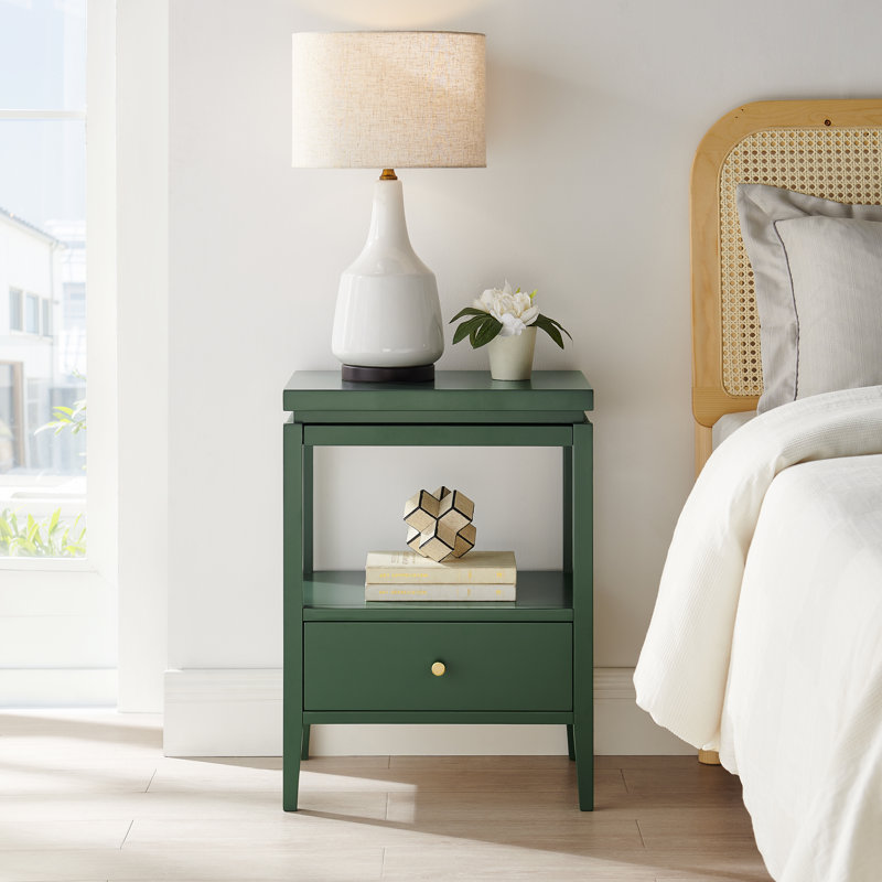 Opava 1-Drawer Nightstand, Green