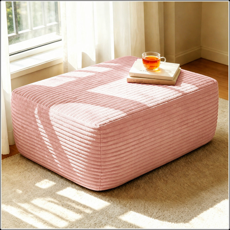 Repose-pieds rose moelleux sans assemblage, parfait pour un confort instantané et un décor moderne, Rose