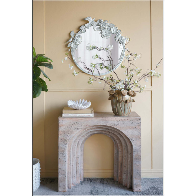 Console arquée moderne avec faux travertin beige