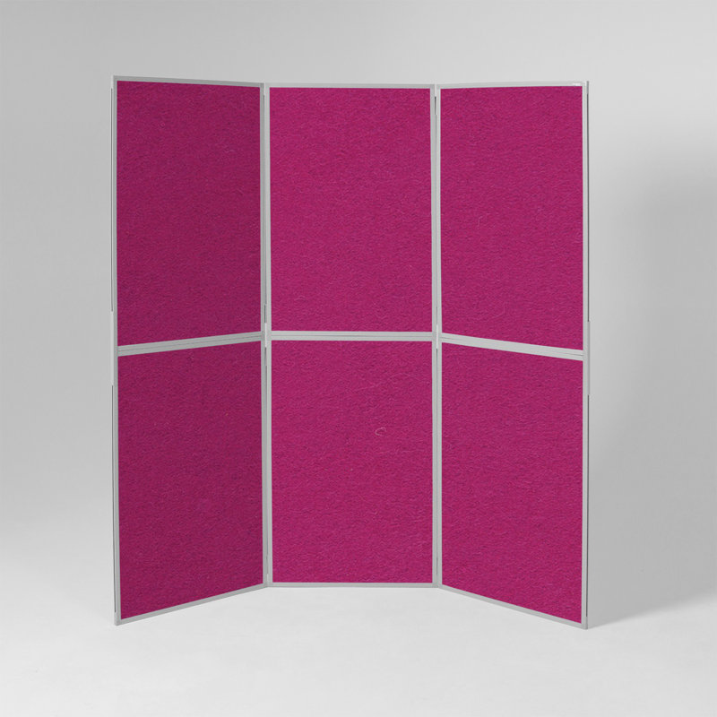 Free-Standing Bulletin Board, 200cm H x 210cm W, Grey, Magenta