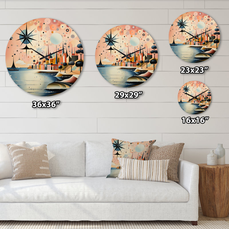 Horloge murale rétro vintage dans une palette pastel rétro, Petit