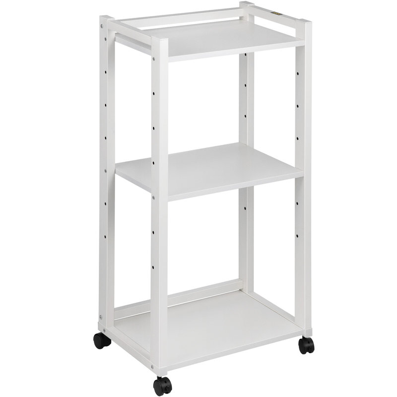 White 3-Tier Rolling Printer Cart with Adjustable Shelves