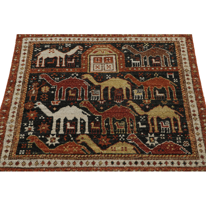 One-of-a-Kind Hand Knotted Area Rug, Square 3'1"