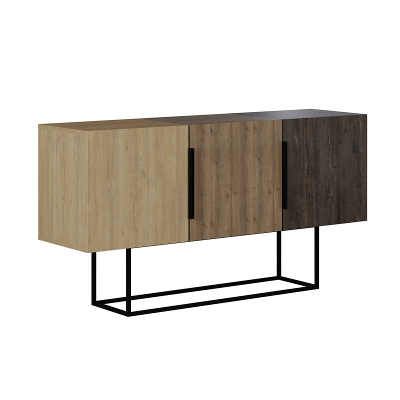 Adley 150cm Console Table - Chic and Contemporary with Stainless Steel Legs, Oak/ Hitit/Dark Coffee