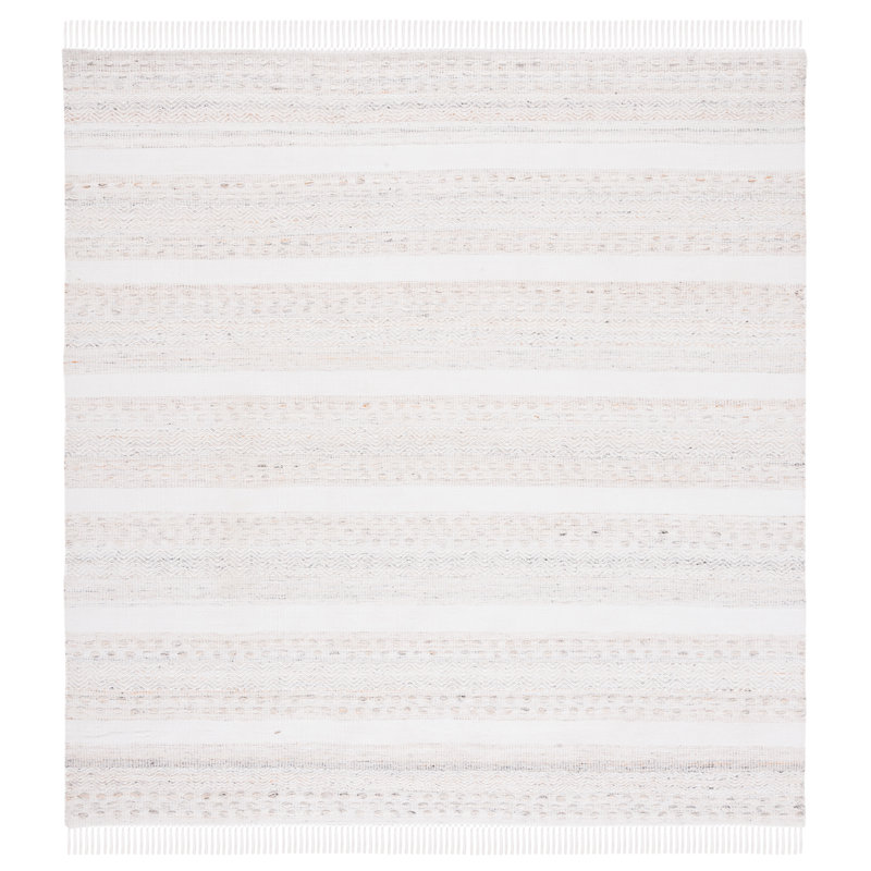 Tapis beige / ivoire tissé à plat à la main Cortland, Carré 7 pi
