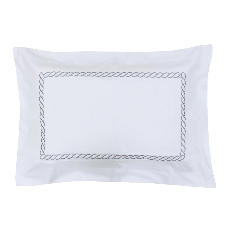100% Cotton Pillow Case, White/Silver
