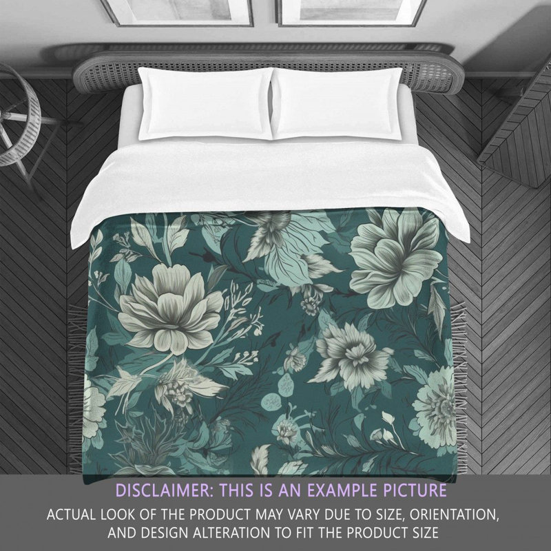 Édredon en microfibre Botanical Gray / Turquoise, Grand édredon