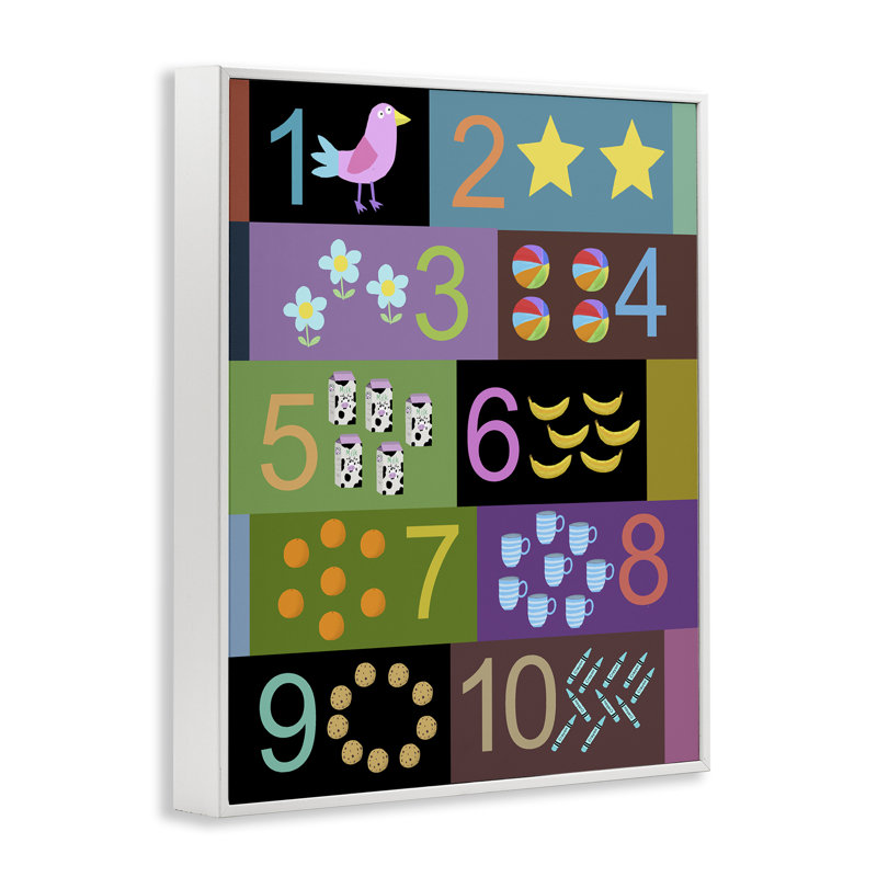 Learning To Count Chart Framed Giclee, design by Carla Daly, 14" H x 11" W, Coastal White Framed Giclee