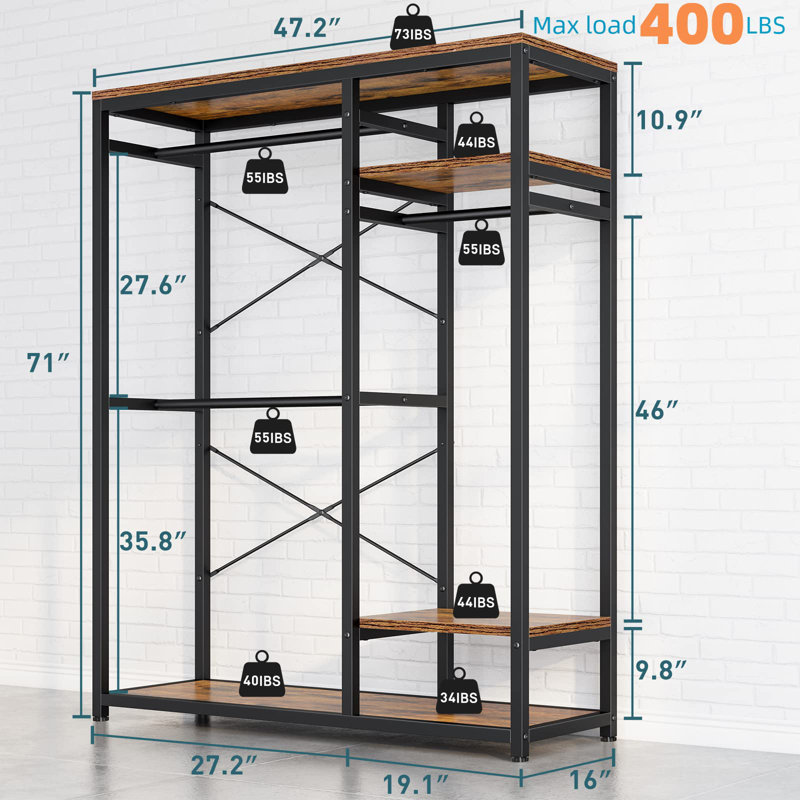 400 lbs Clothing Rack Heavy Duty Clothes Rack Metal Clothes Storage, Portable Garment Rack