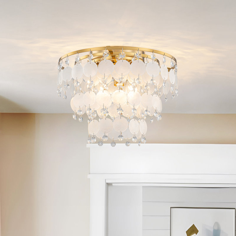 Plafonnier encastré 3 lumières, Doré