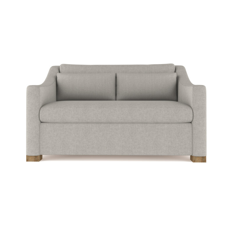 Crosby 60" Square Arm Loveseat, Box Weave Linen Silver Streak, 32.5" H x 60" W x 43" D, Ebony
