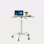 Table de bureau à hauteur réglable en verre trempé transparent avec roues verrouillables (plage réglable de 24,2 po à 32,7 po)-511517694