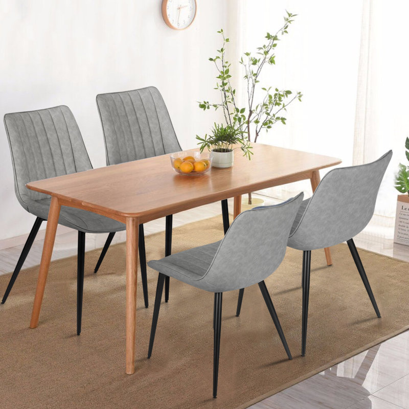 Corrigan Studio® 4 PCS Faux Leather Dining Chairs, Gray