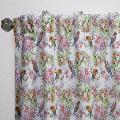 Motif de fleurs et d'oiseaux - Rideau imprimé animal - Velours obscurcissant - 1 panneau