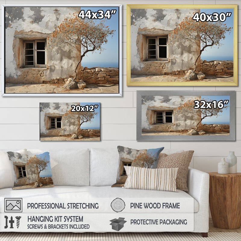 «Beach House Charm In South Of France - Beach & Ocean, art mural sur toile, Cadre flottant blanc, H 12 po x l 20 po