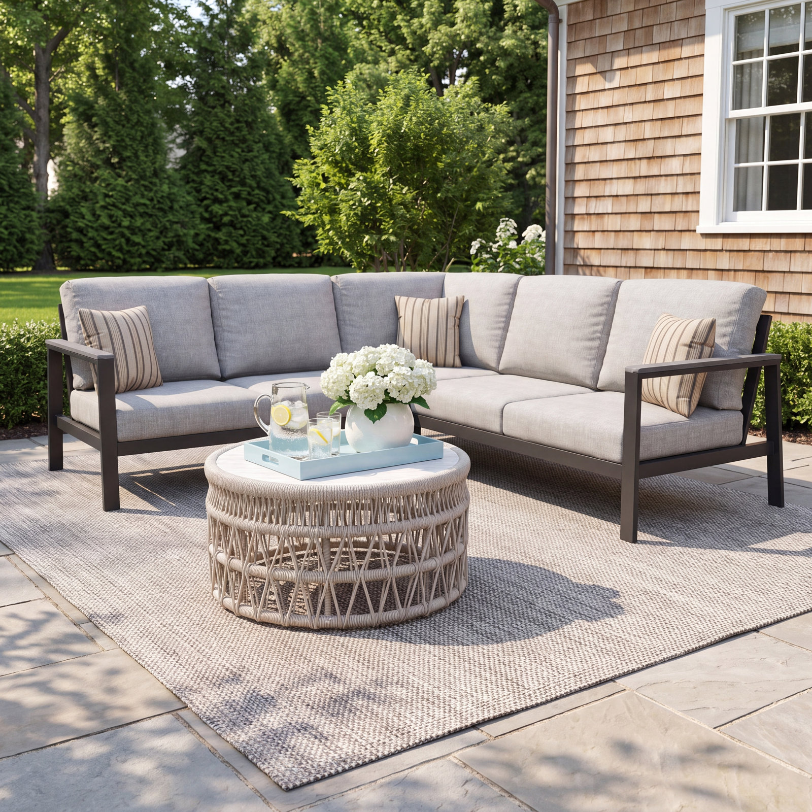 Townsend 87" Sunbrella® Patio Sectional, Canvas Granite Sunbrella® Canvas