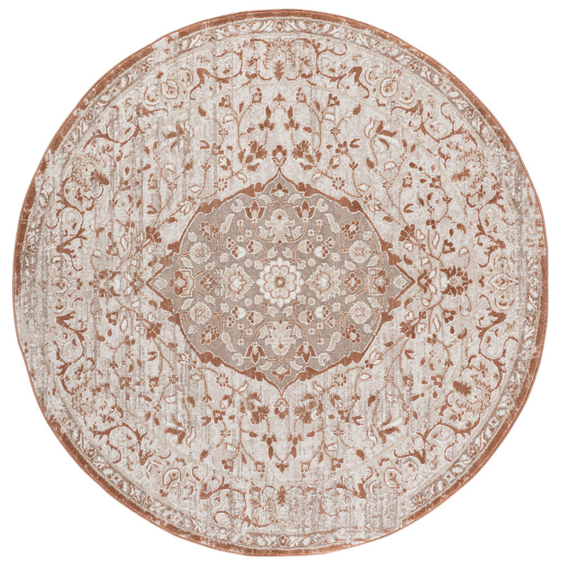 Chamber Power Loom Performance Oriental Indoor Rug, 6'-7" x 6'-7" Round