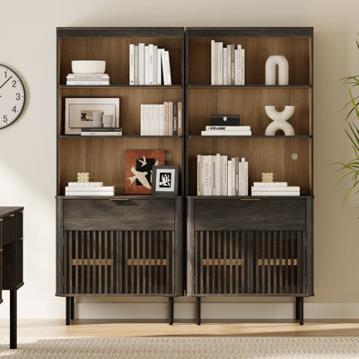 72.8" H X 63" W Kitchen Pantry Storage Cabinet,Wood Bookcase Display Cabinet With Embossed Drawers And Adjustable Shelf