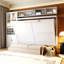 Grand lit escamotable mural avec canapé, tablettes USB et lumière, blanc-130594497
