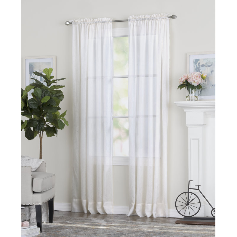Girdhari 100% Polyester Crushed Voile Sheer Curtain Panel with Rod Pocket Top, 51" W x 63" L, Pink