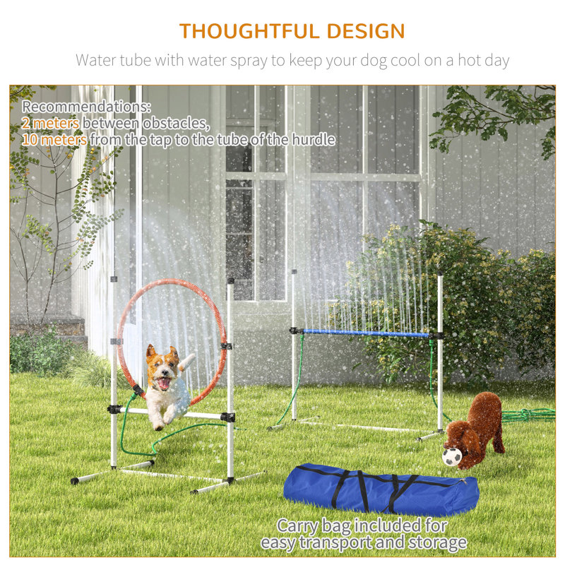 White and Orange 5-Piece Dog Agility Training Set with Water Spray