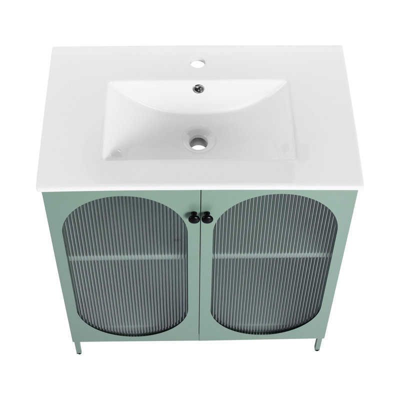 Meuble-lavabo de salle de bain avec lavabo en céramique