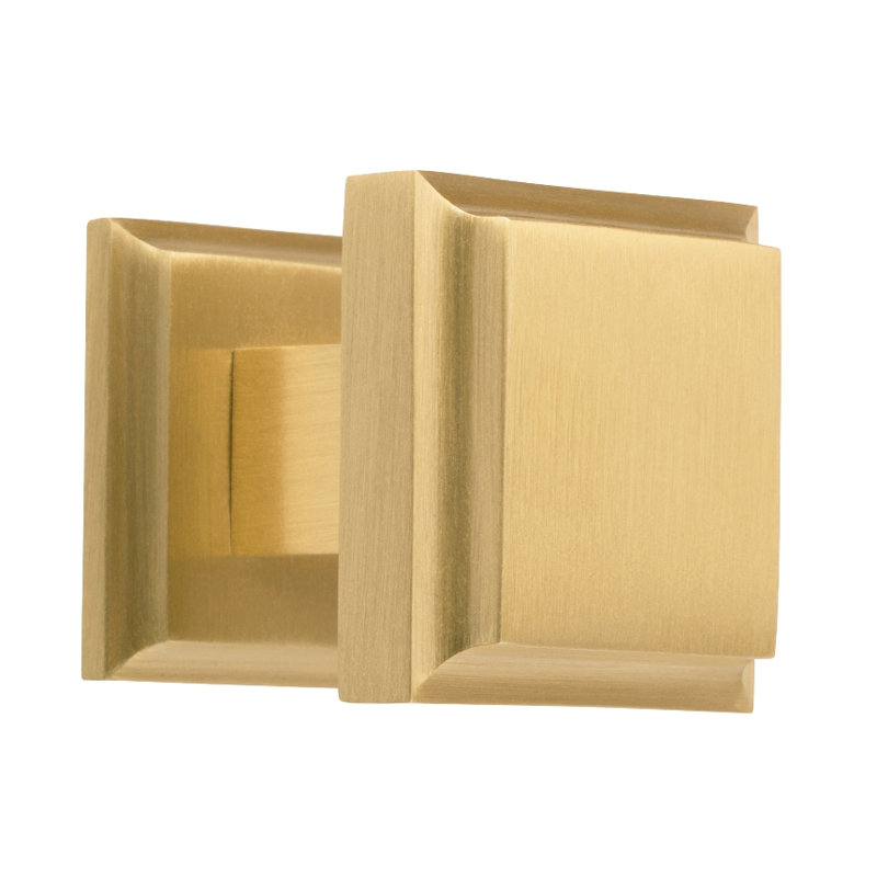Alhambra Square Knob, Brushed Brass, 1.26" H x 1.25" W x 1.25" D