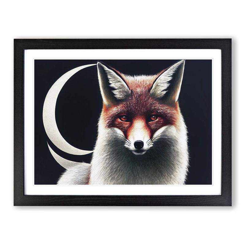 Victorious Fox - Framed Print, 25cm H x 34cm W x 2cm D, Black