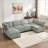 Sectional Sofas Modular U-Shaped 6-Seat with Reversible Chaise for Living Room | Mint Green | Corduroy-2020075890