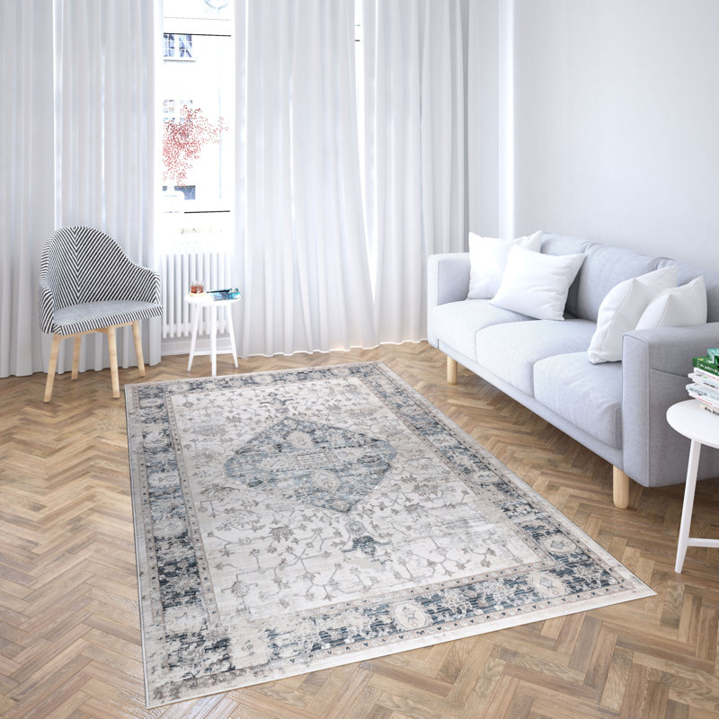 Tapis abstrait à motif de médaillon moderne MDA Rugs Bernard Collection, Rectangle 7 pi 5 po x 11 pi