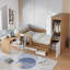 Wooden Platform Bed with desk and Wardrobe-608850006