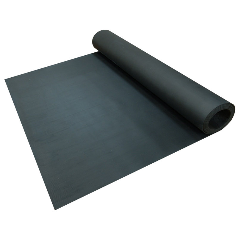 Revêtement de sol pour garage en caoutchouc à nervures fines Cal-Inc., Black, 0.14" H x 36" W x 108" L