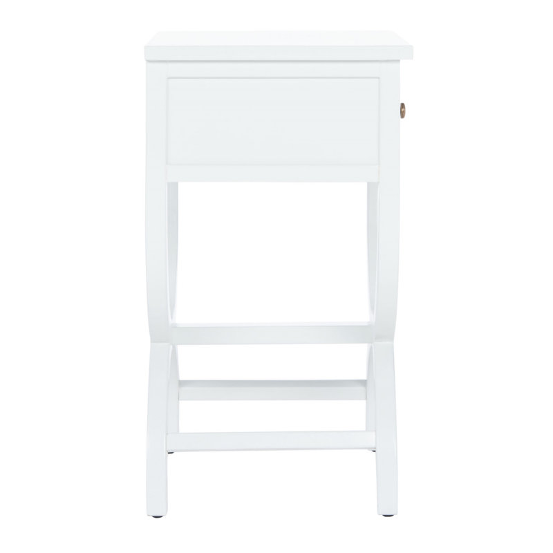 Floris Solid Wood End Table with Storage, Off White