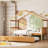 Twin Wooden House Bed With Trundle, Solid Pine Legs, Classic - Shaped Design For , Comfortable Headboard , Space Saving Option, Natural Look, 80.5'' Long Size Color, Construction, Whimsical Sky Roof,-1278910683