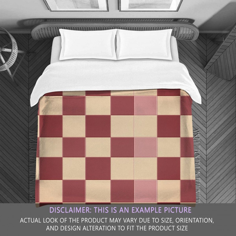 Machine Printed Comforter, Queen Comforter, Pink/Beige Checkered