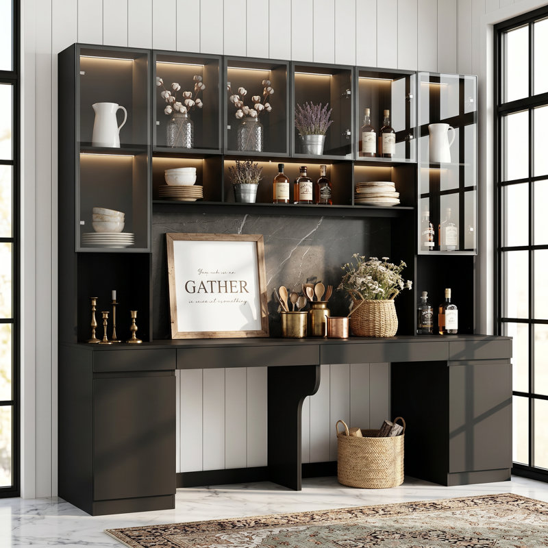 Grande armoire de salle à manger 90,6 "avec lumières DEL