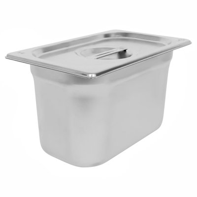 Argon Tableware Stainless Steel Gastronorm Container with Lid - 1/4 150mm - 3.75L