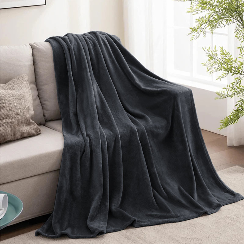Ultra Soft Plush Faux Fur Reversible Fleece Blanket, Super King, Grey