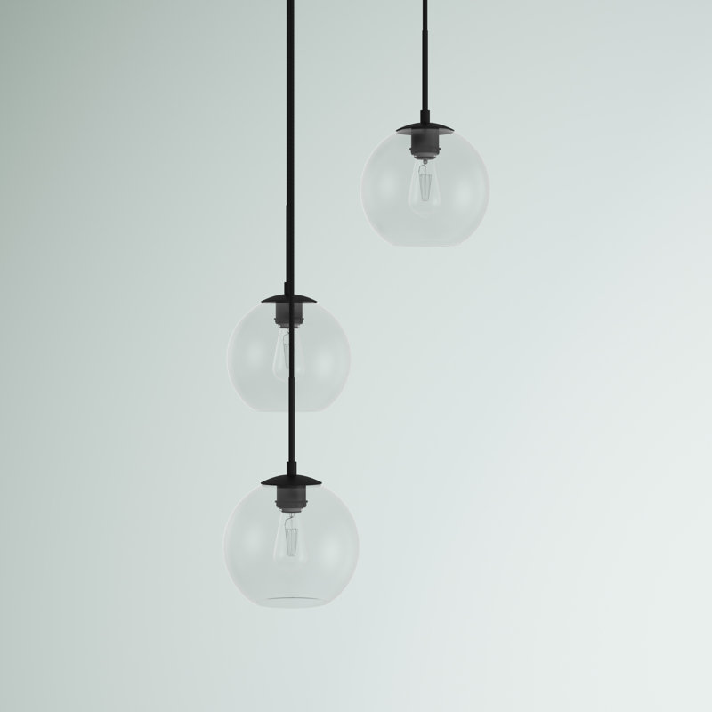 Snead 3 - Light Cluster Pendant, 87" H x 18.1" W x 18.1" D, Clear, Black