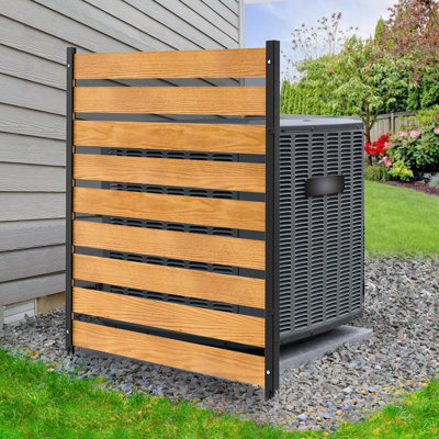 Outdoor Air Conditioner Fence,Privacy Fence Panels Screen Outside, Full-Coverage Metal Stake Wood Privacy Fence Screen Kit, Perfect to Enclose Trash B by ShangQuan WuLiu